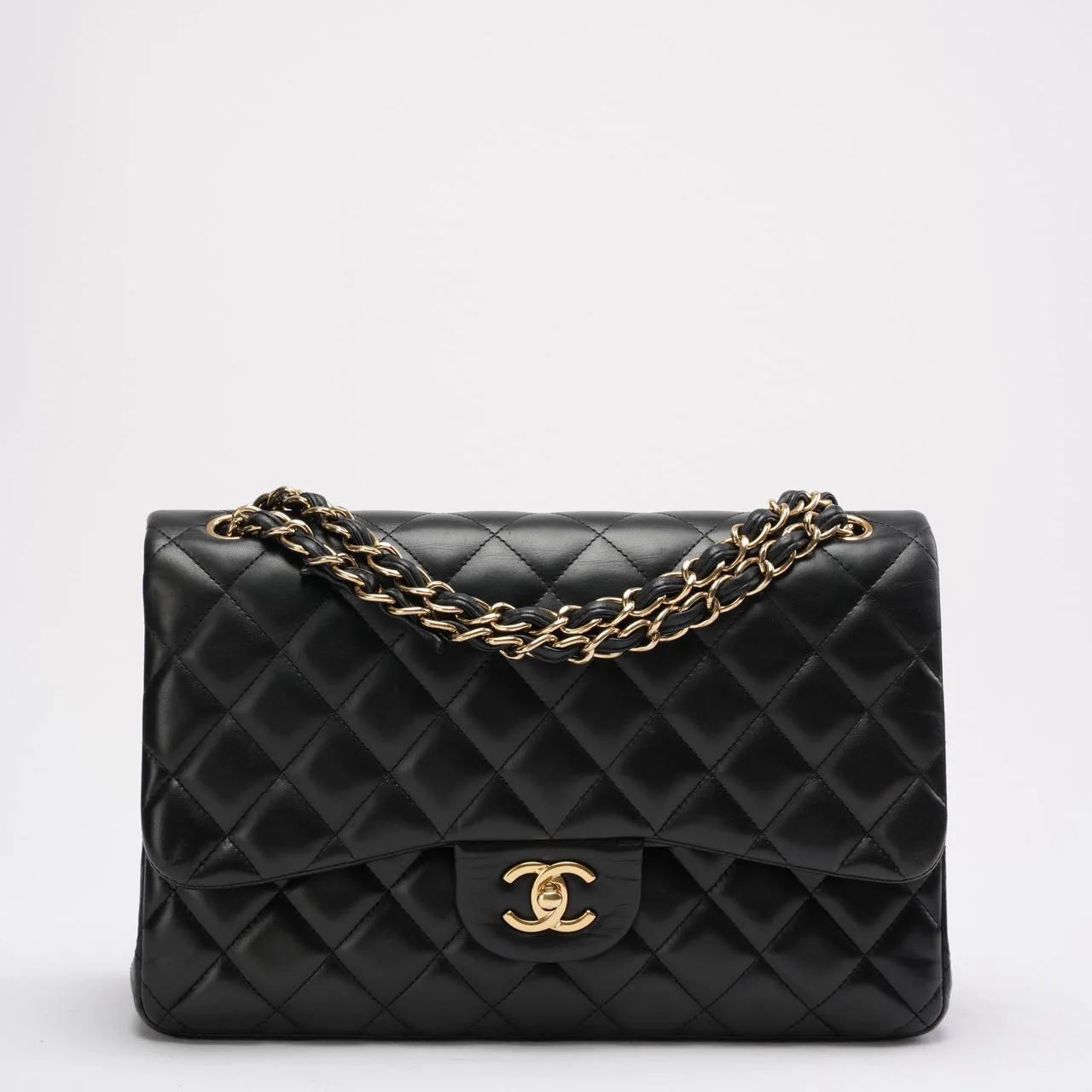 Chanel Black Classic Jumbo Double Flap Bag Lambskin 2011
