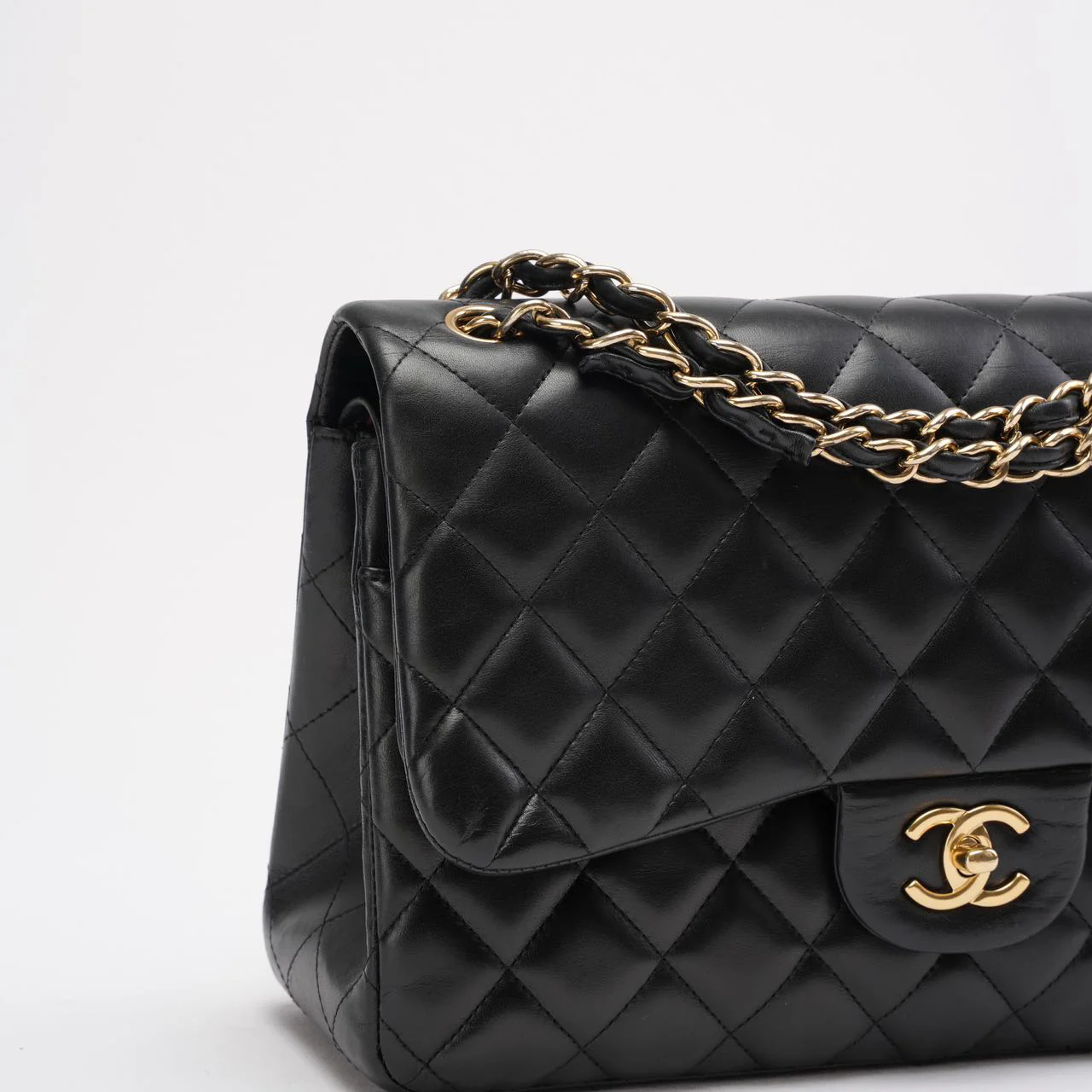 Chanel Black Classic Jumbo Double Flap Bag Lambskin 2011
