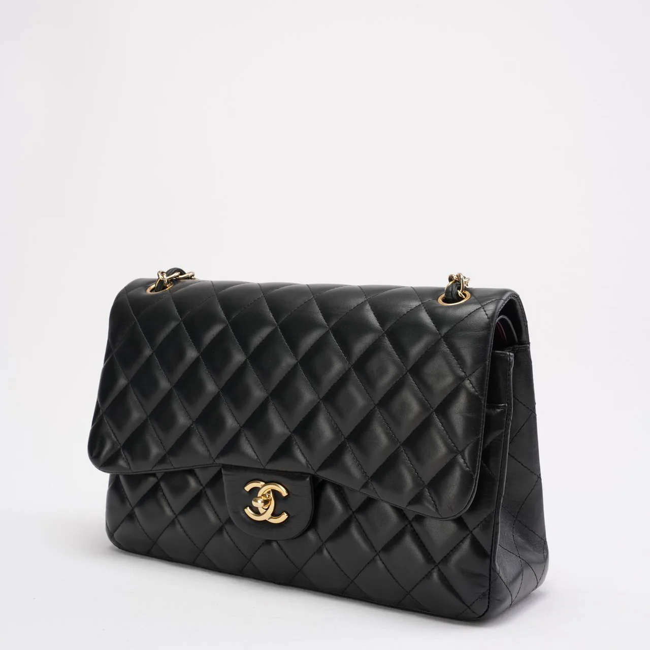 Chanel Black Classic Jumbo Double Flap Bag Lambskin 2011