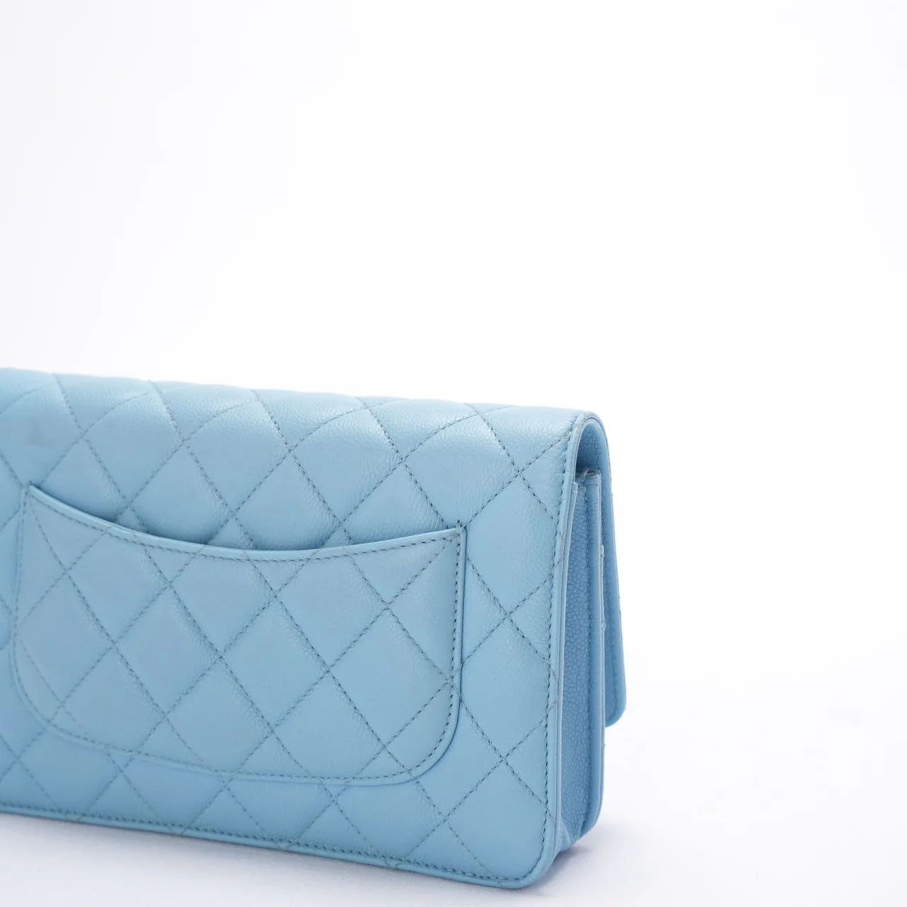 Chanel Classic Wallet on Chain Light Blue Caviar Leather Woc