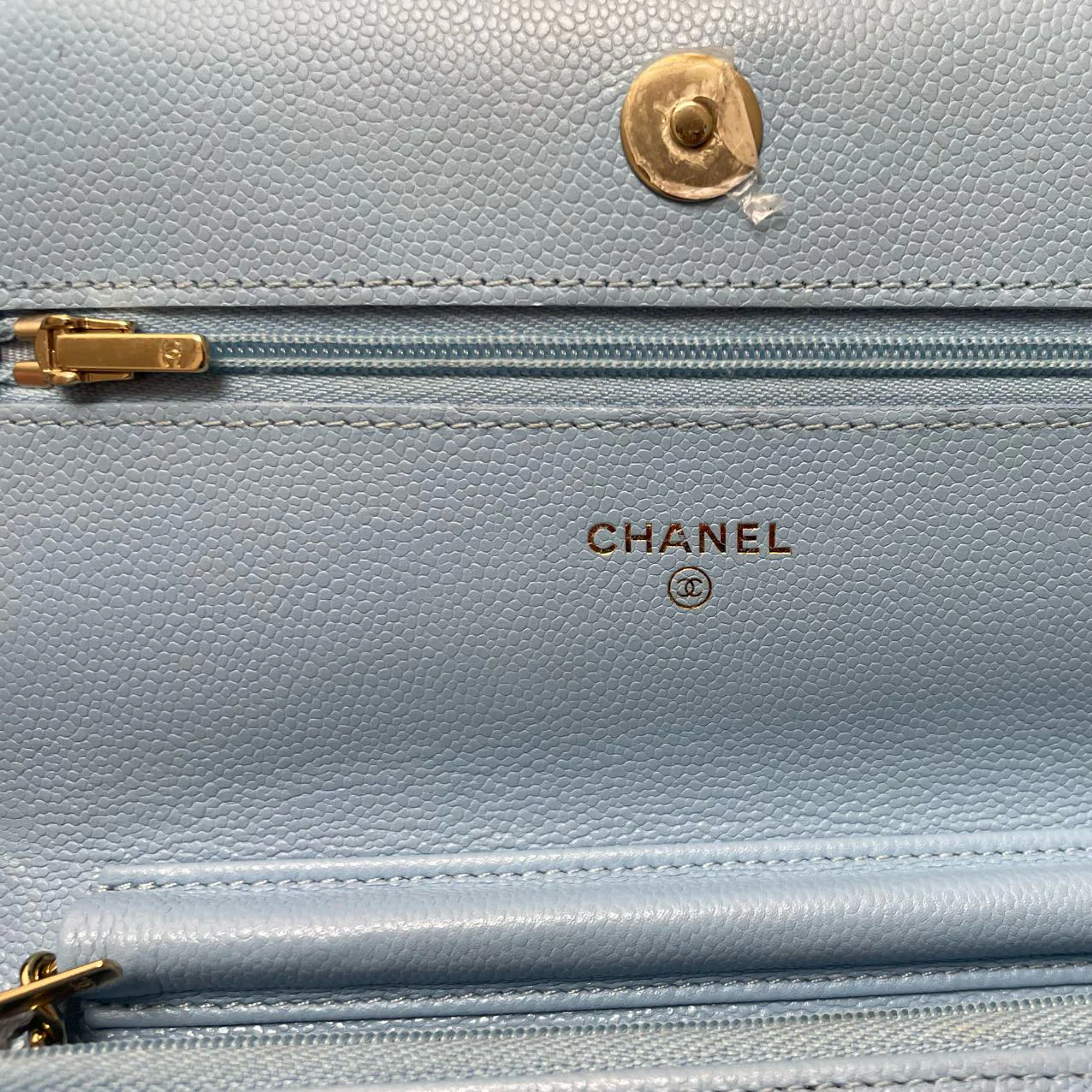 Chanel Classic Wallet on Chain Light Blue Caviar Leather Woc