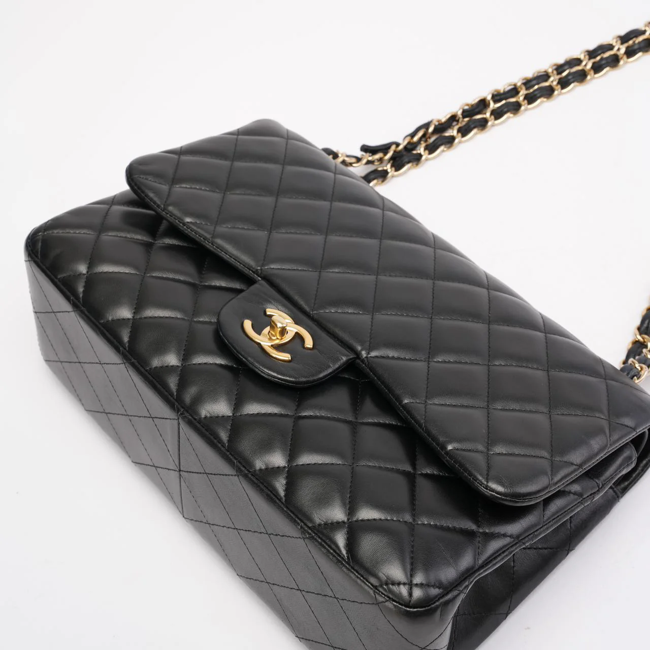 Chanel Black Classic Jumbo Double Flap Bag Lambskin 2011
