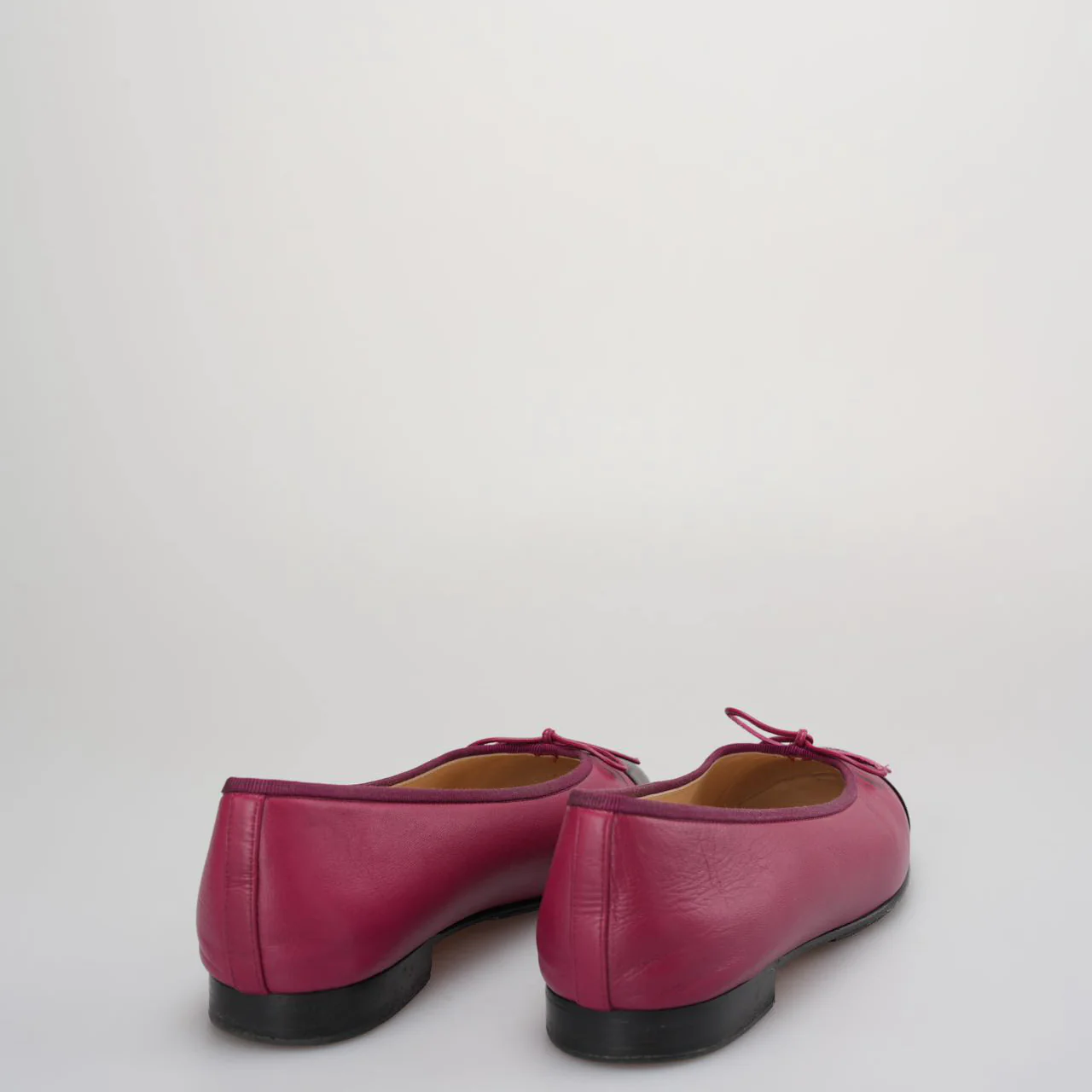 Chanel Ballerinas Ballet Flats In Burgundy and Black Size 40
