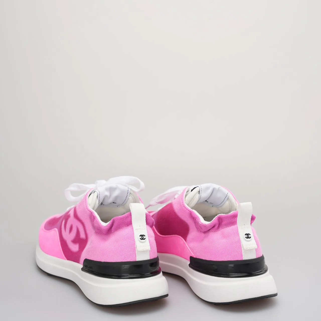 Chanel Denim Suede Sneakers In Pink and White Size 40