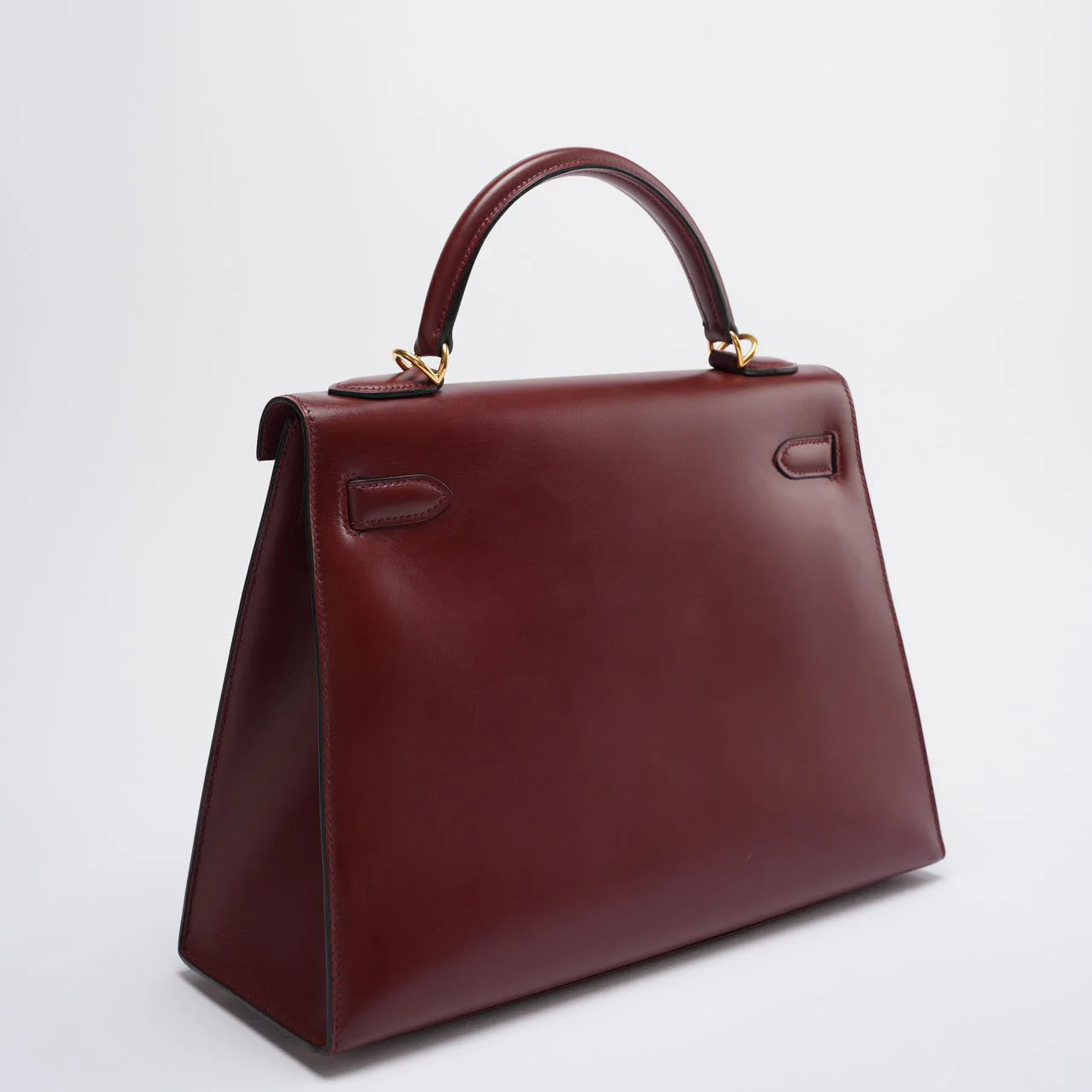 Hermes Kelly 32 Sellier Bag In Burgundy Box Leather With Gold Hardware from 2004