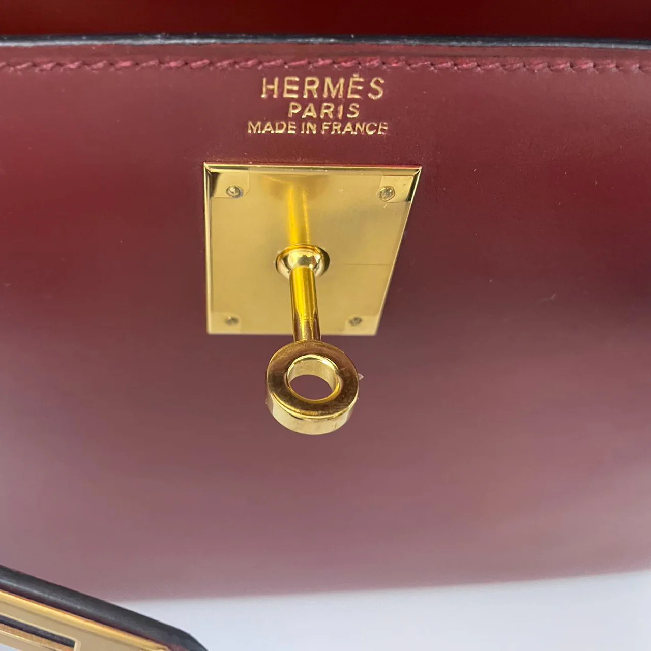 Hermes Kelly 32 Sellier Bag In Burgundy Box Leather With Gold Hardware from 2004