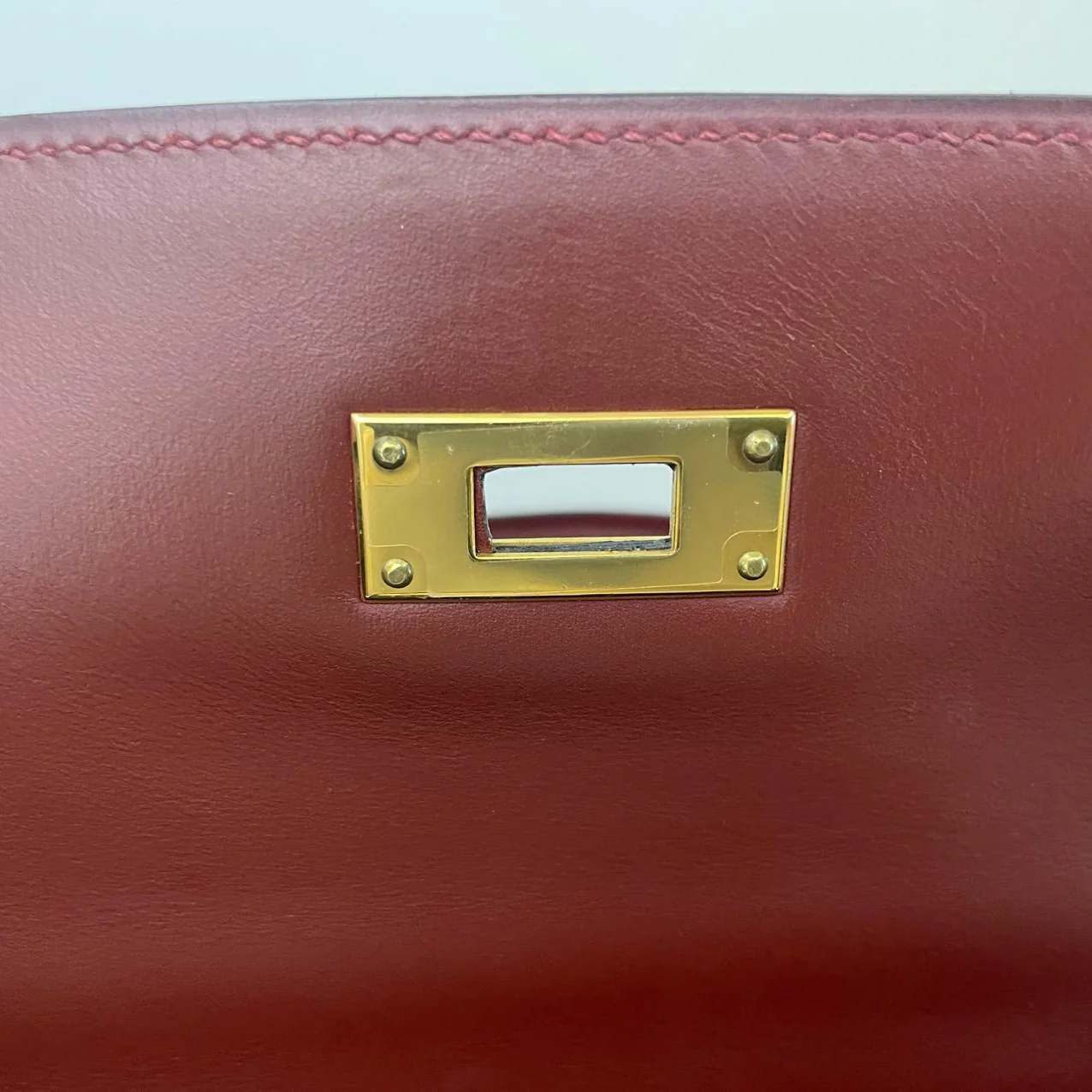 Hermes Kelly 32 Sellier Bag In Burgundy Box Leather With Gold Hardware from 2004