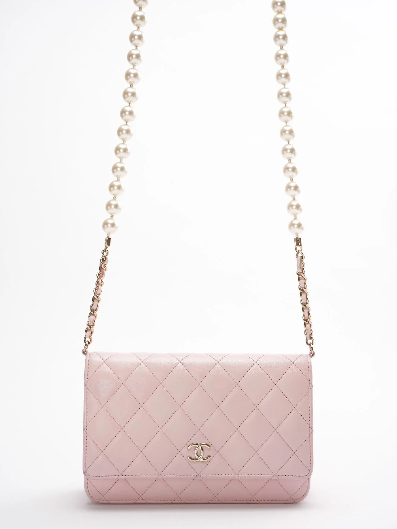 Chanel Wallet on Chain (WOC) Barbie Pink with Pearl Strap