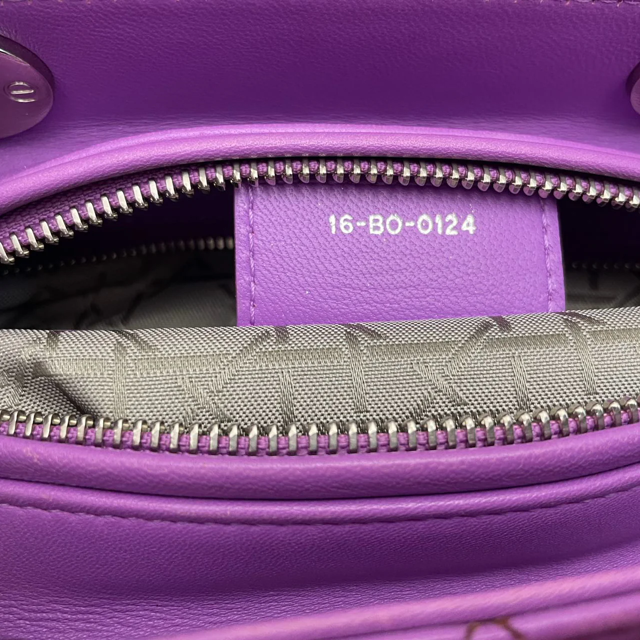 Dior Purple Lilac Lady Dior Medium Bag in Cannage Lambskin Leather with Silver Hardware