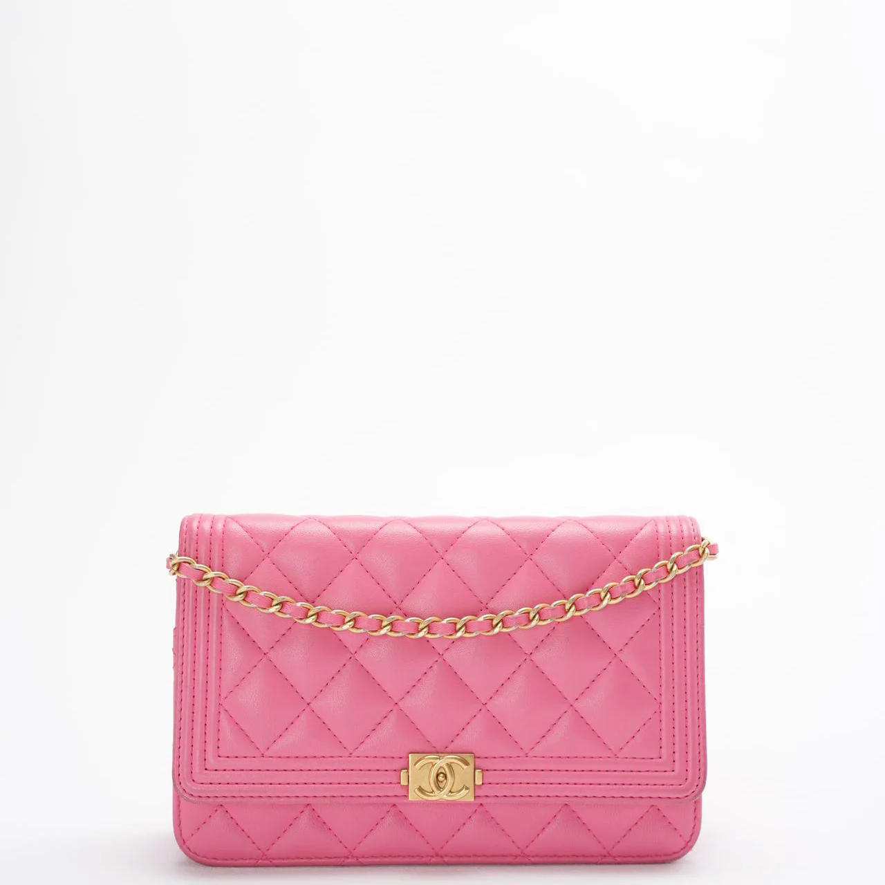 Chanel Boy Wallet on Chain (woc) Pink