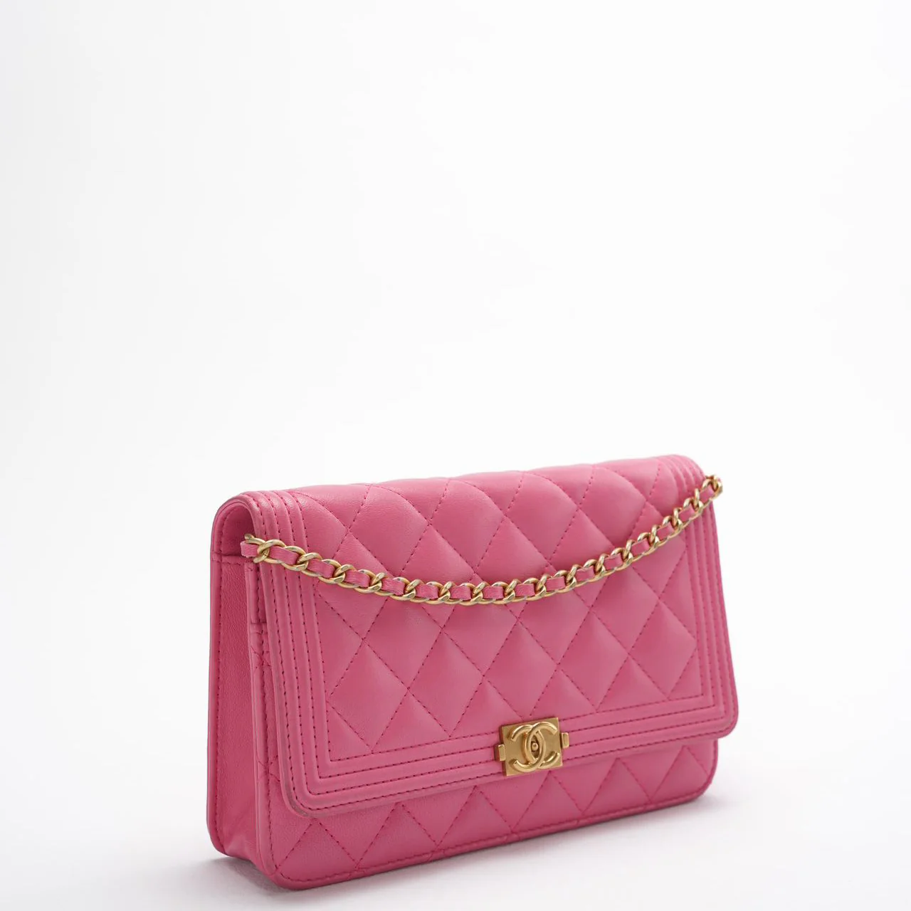 Chanel Boy Wallet on Chain (woc) Pink