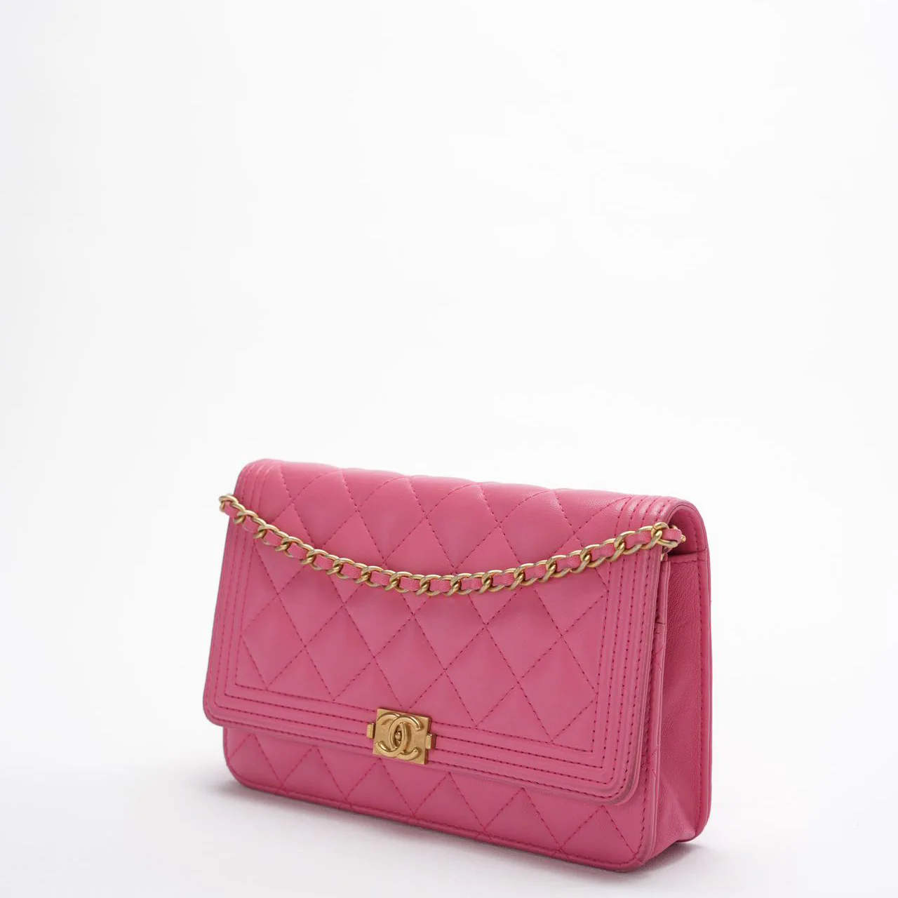 Chanel Boy Wallet on Chain (woc) Pink