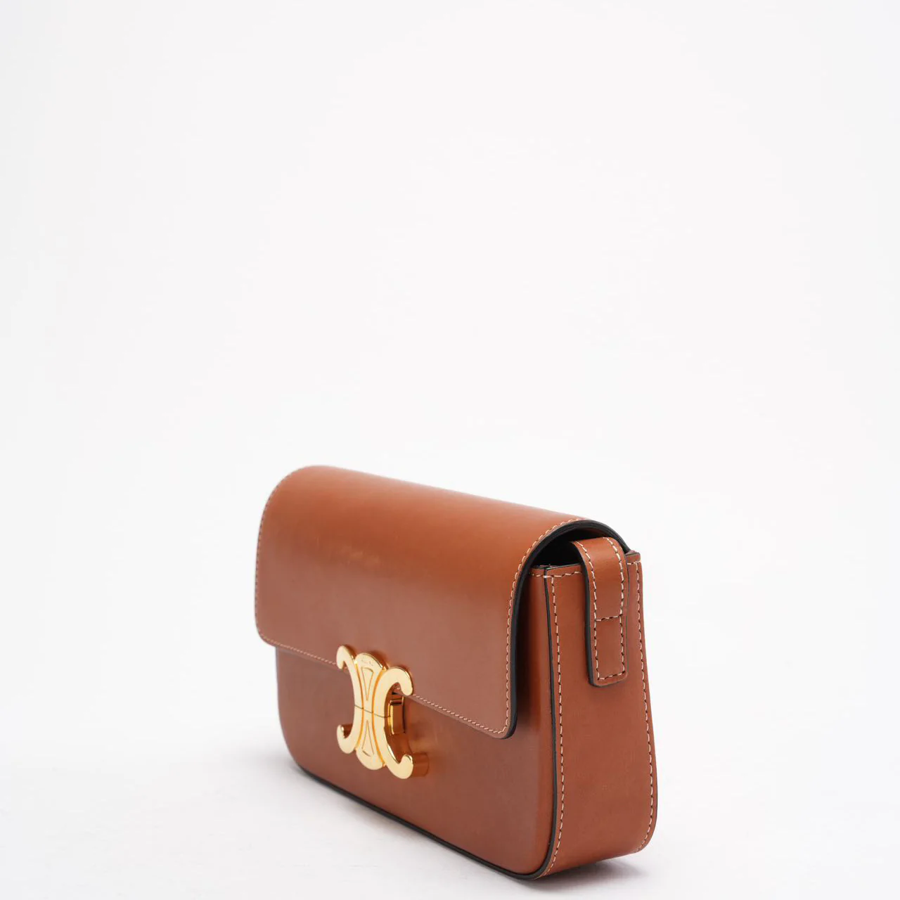 Celine Brown Triomphe Calfskin Claude Shoulder Bag 2024