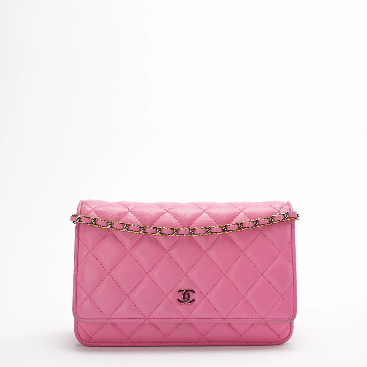 Chanel klassische Wallet On Chain Pink mit gelbem Innenleben 2021