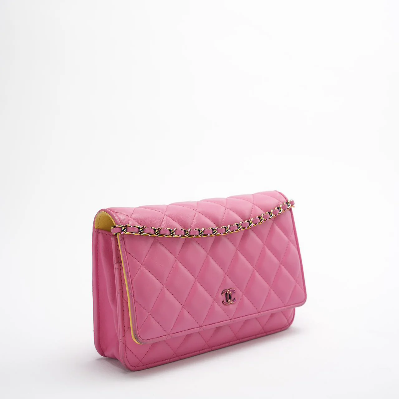 Chanel Classic Wallet on Chain (woc) Pink Yellow 2021