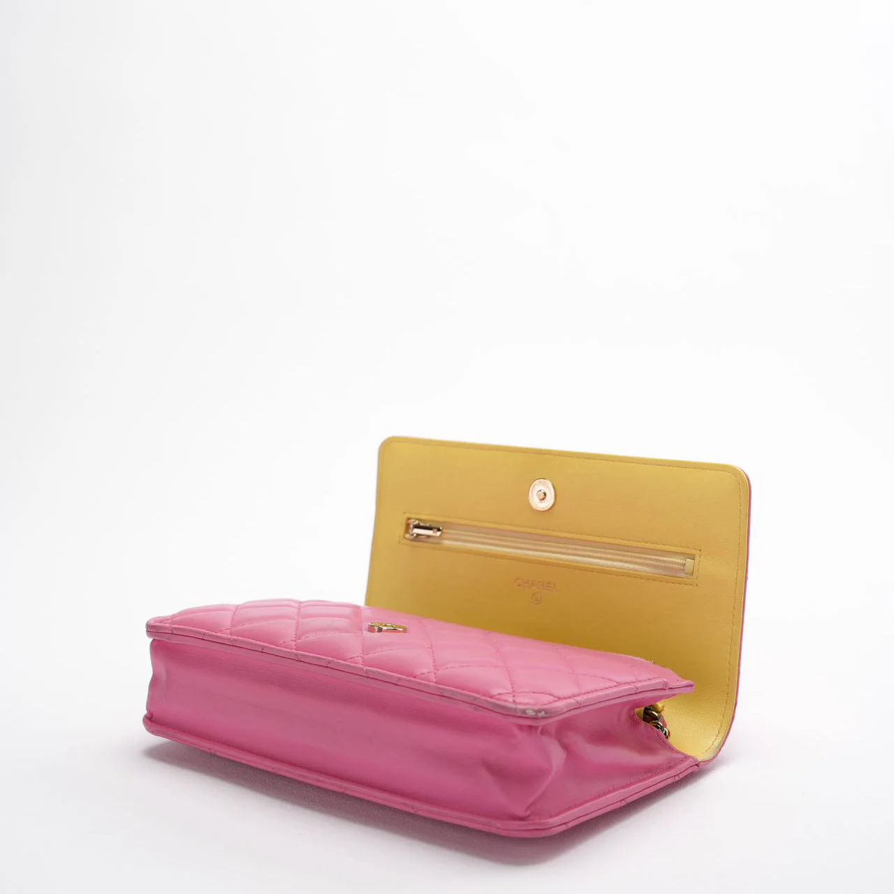 Chanel Classic Wallet on Chain (woc) Pink Yellow 2021