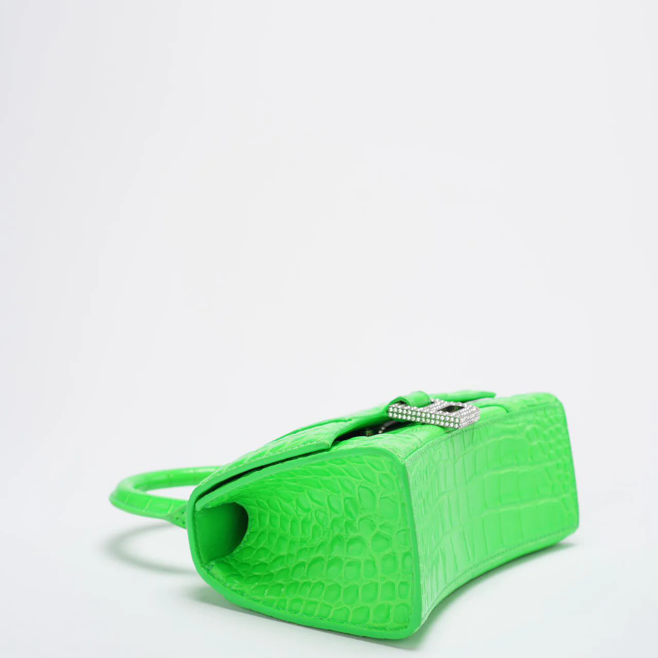 Balenciaga Hourglass Xs Handbag Crocodile Embossed In Green Corner