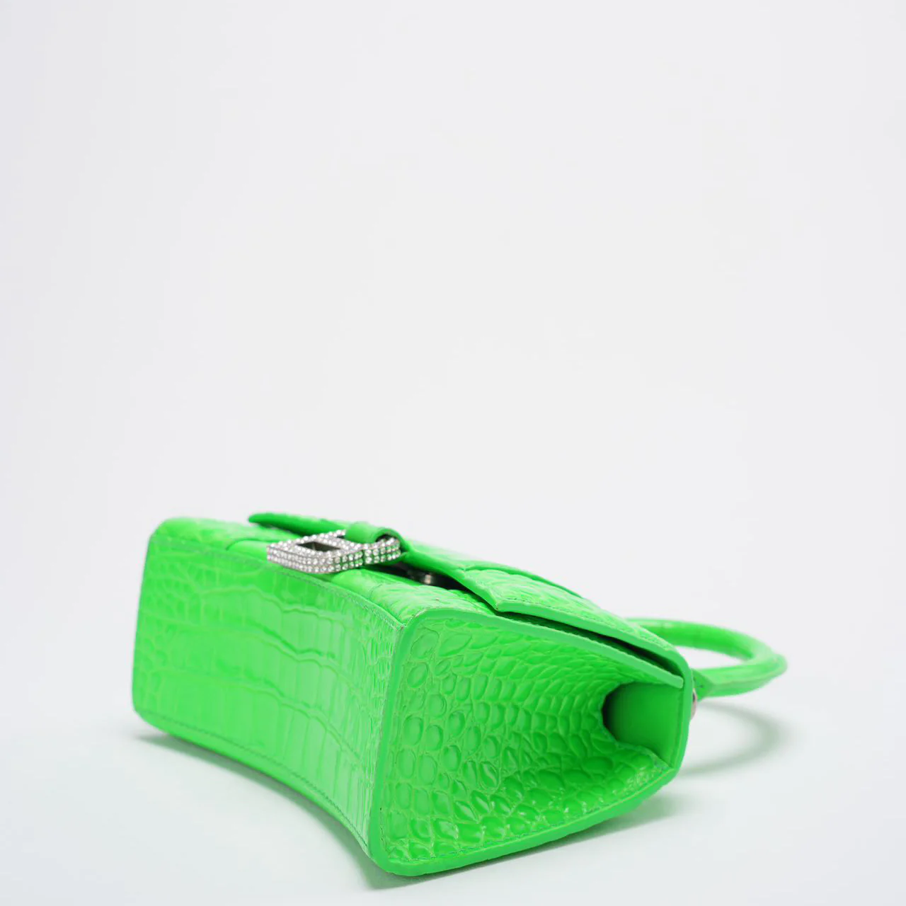 Balenciaga Hourglass Xs Handbag Crocodile Embossed In Green Bottom