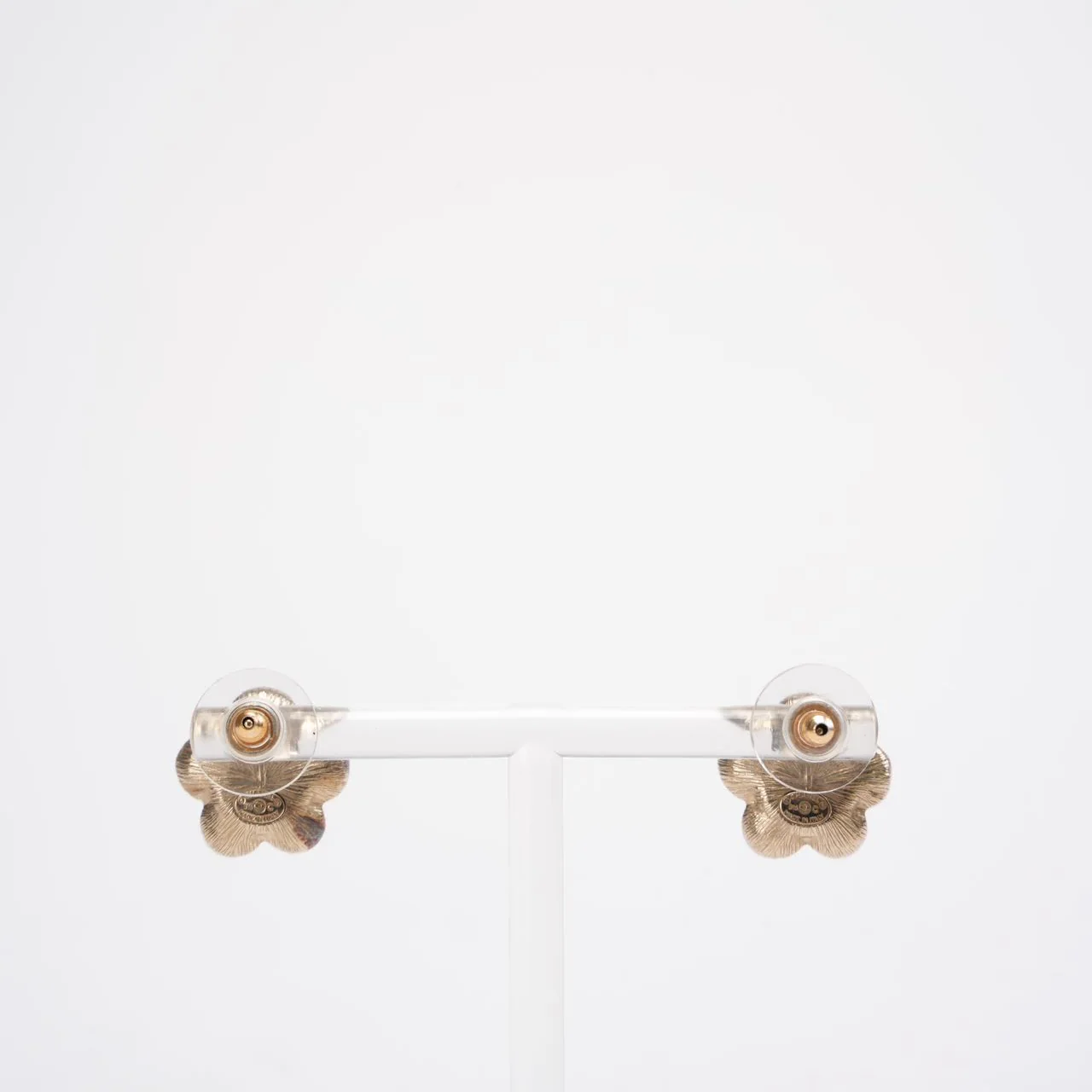 Chanel Pearl CC Flower Earrings Gold