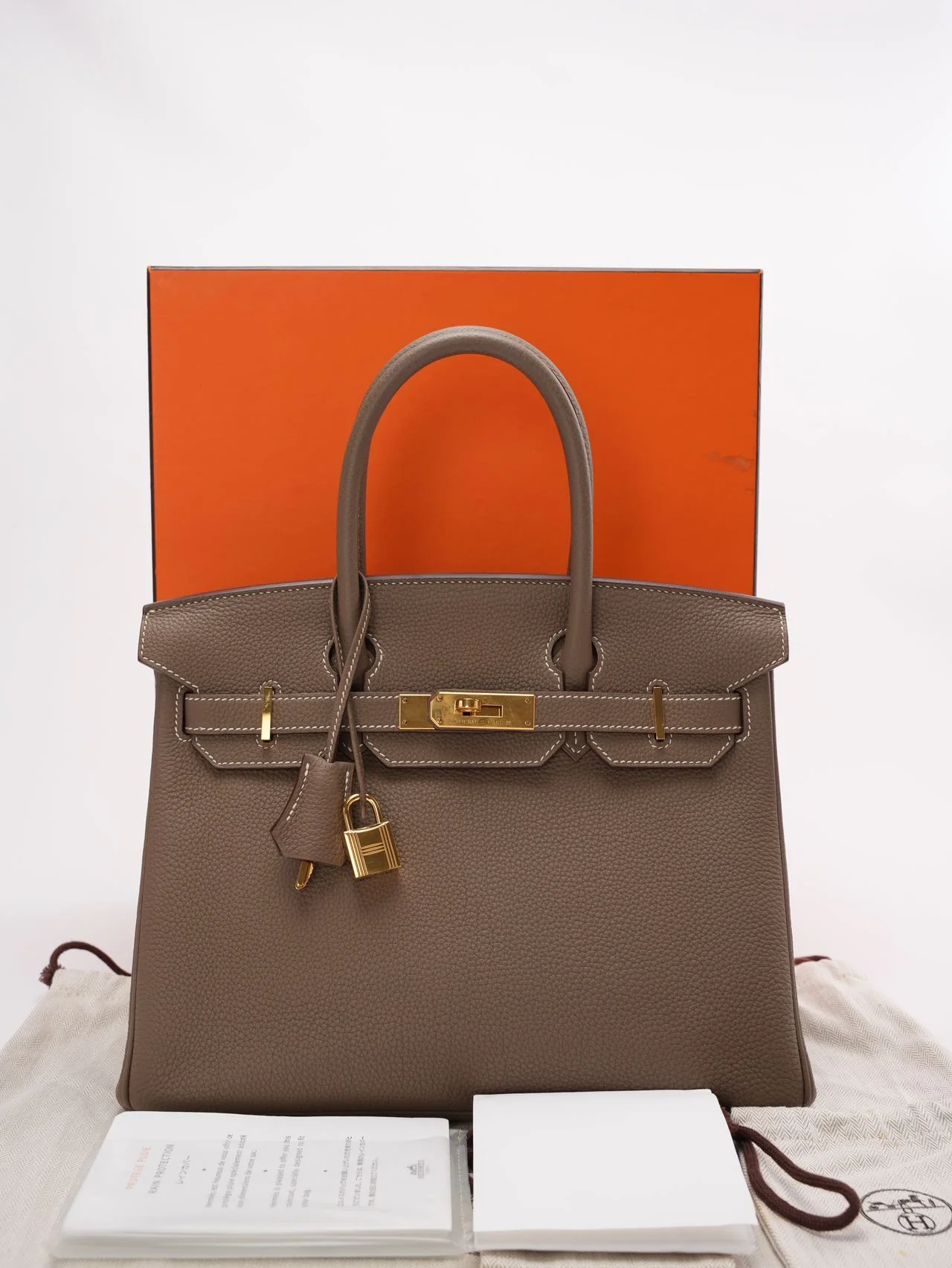 Hermes Birkin 30cm Sellier Bag Etoupe Togo Leather