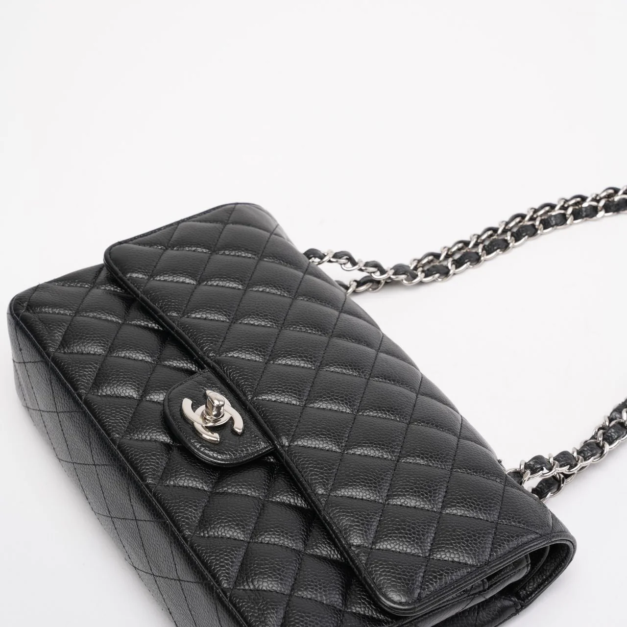 Chanel Black Medium Classic Double Flap Bag Caviar 2014
