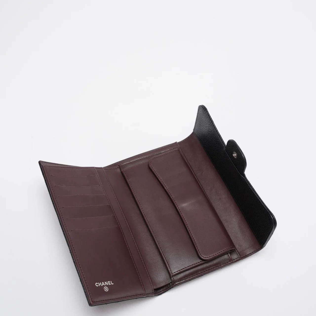 Chanel Black Caviar Classic Long Flap Wallet