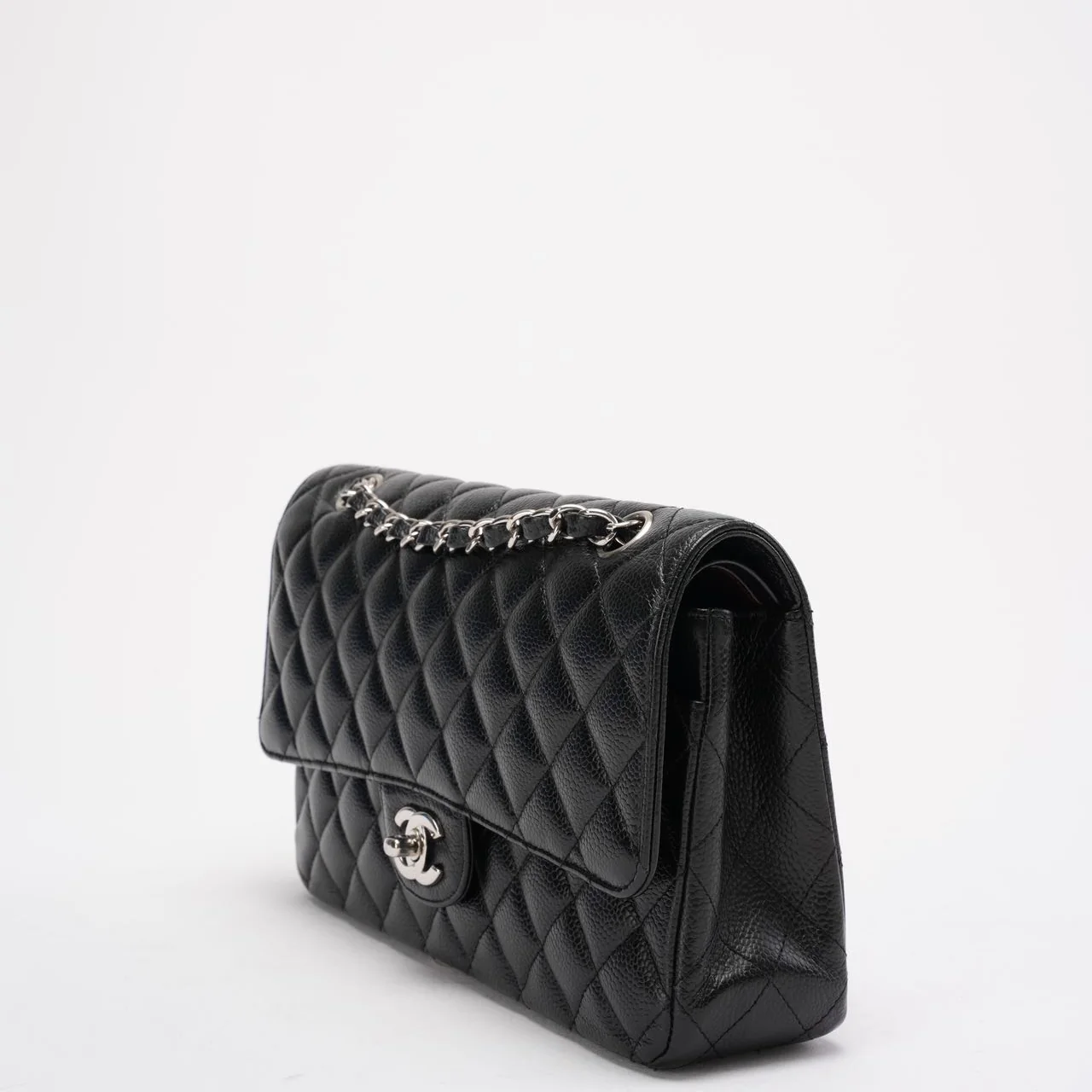 Chanel Black Medium Classic Double Flap Bag Caviar 2014