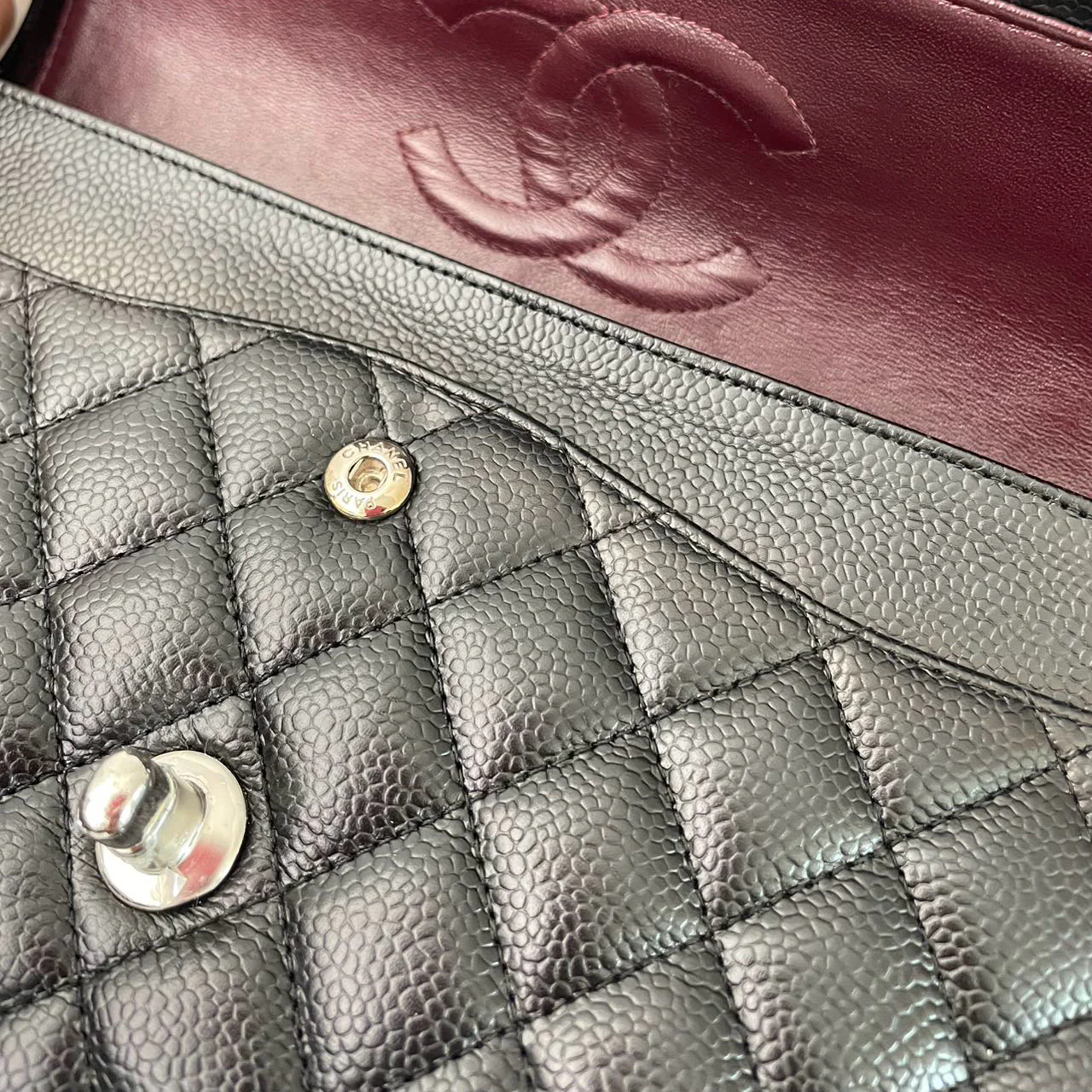 Chanel Black Medium Classic Double Flap Bag Caviar 2014