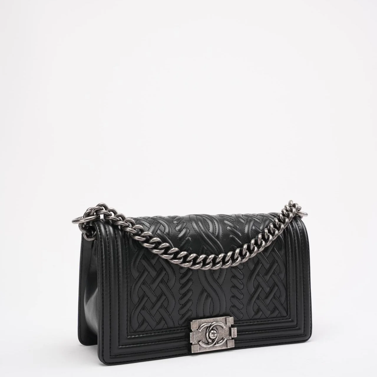 Chanel Black Celtic Medium Boy Bag Lambskin 2014