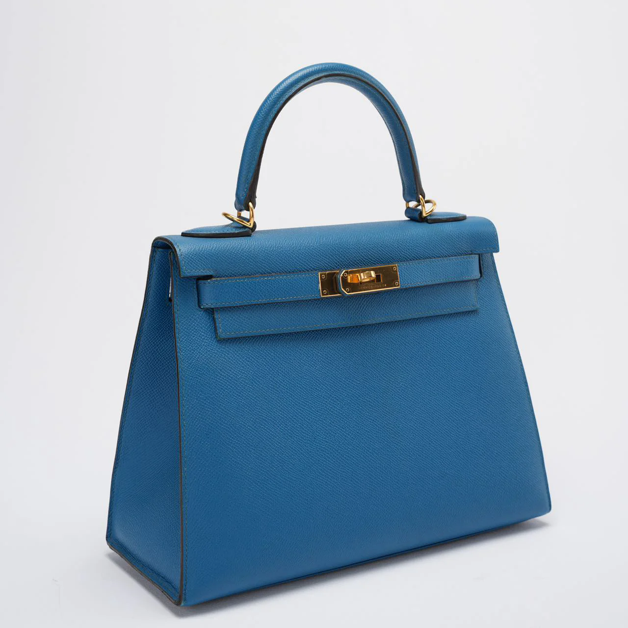 Hermes Kelly Sellier Bag 28cm In Blue Epsom Leather With Gold Hardware Side image