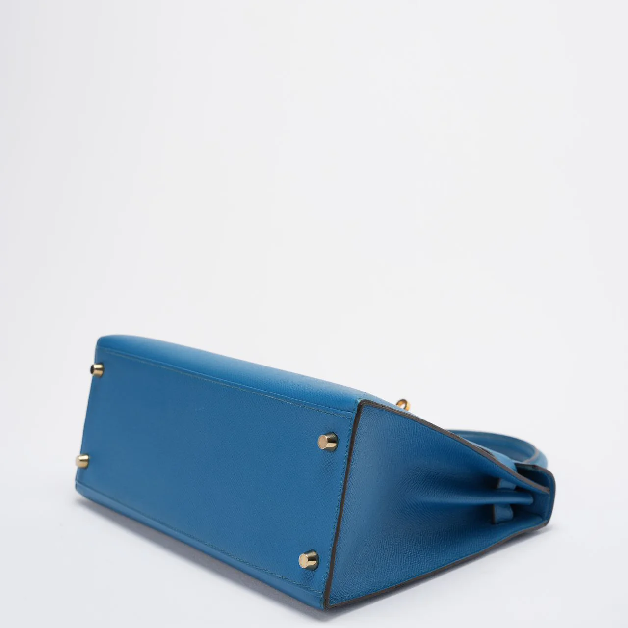 Hermes Kelly Sellier Bag 28cm In Blue Epsom Leather With Gold Hardware Corner 