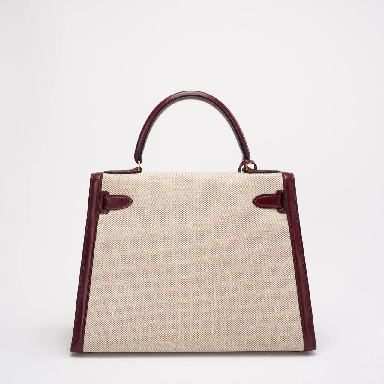 Hermes Vintage Kelly Sellier 28 Rouge Canvas Leather 1989