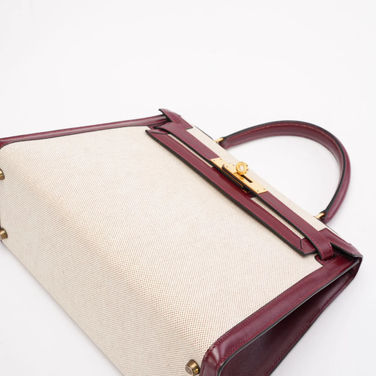 Hermes Vintage Kelly 28 cm Tasche Leder/Canvas Rough H