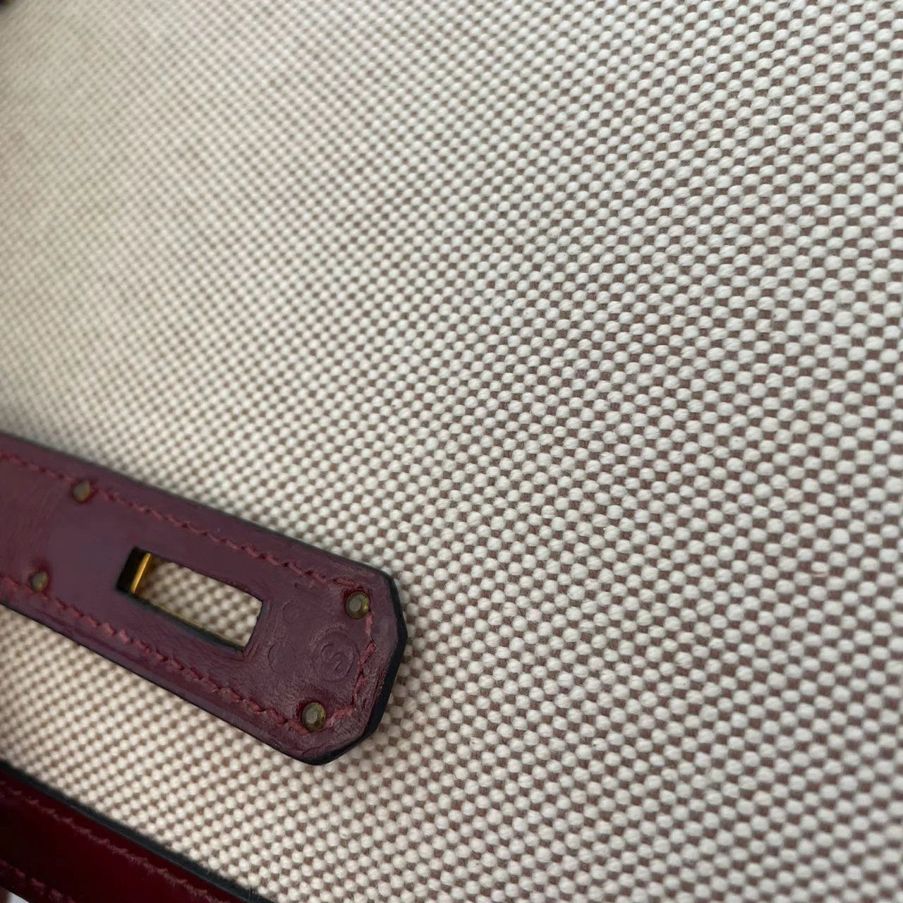 Hermes Vintage Kelly Sellier 28 Rouge Canvas Leather 1989