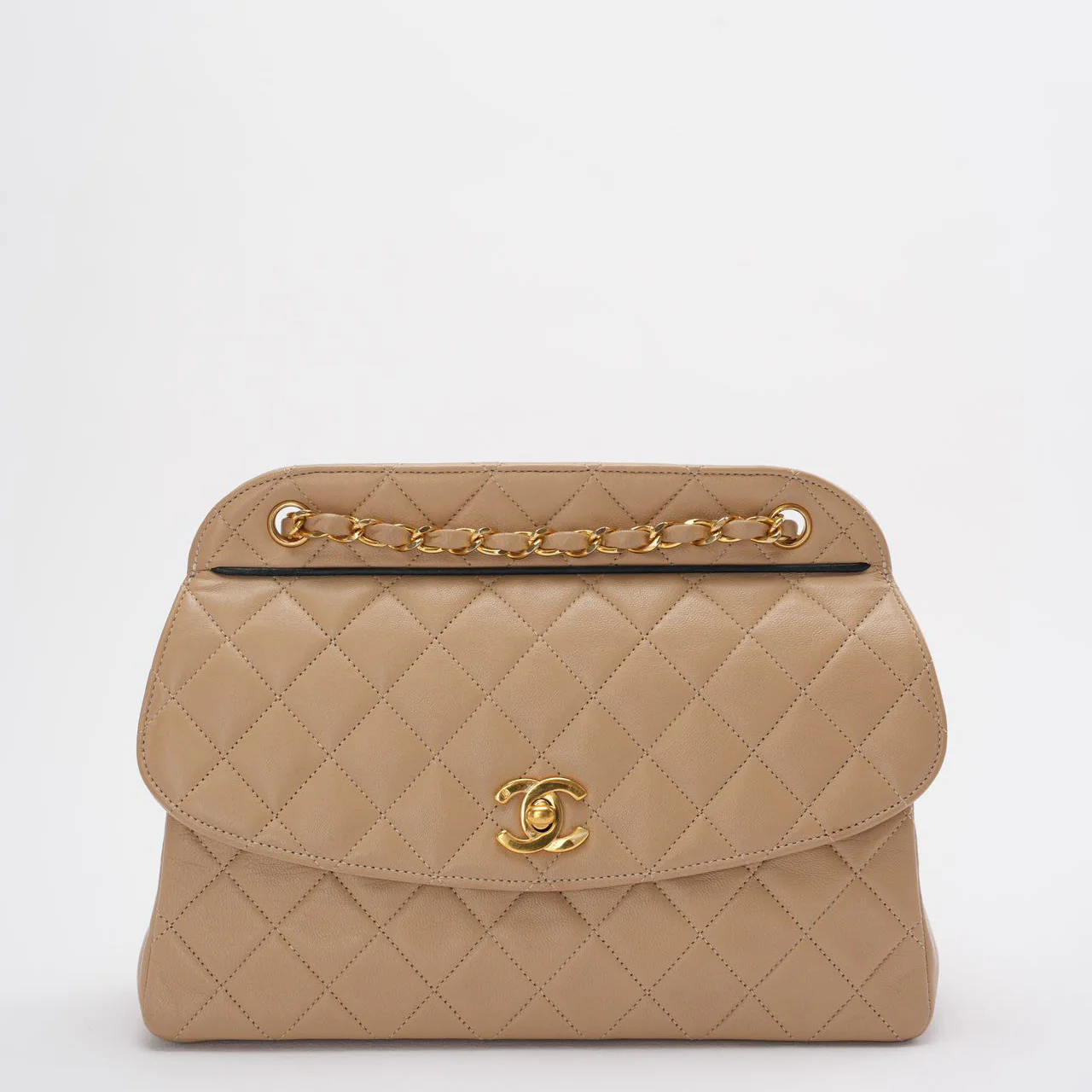 Sac à rabat Chanel Beige Vintage Timeless Trendy 2011-2012