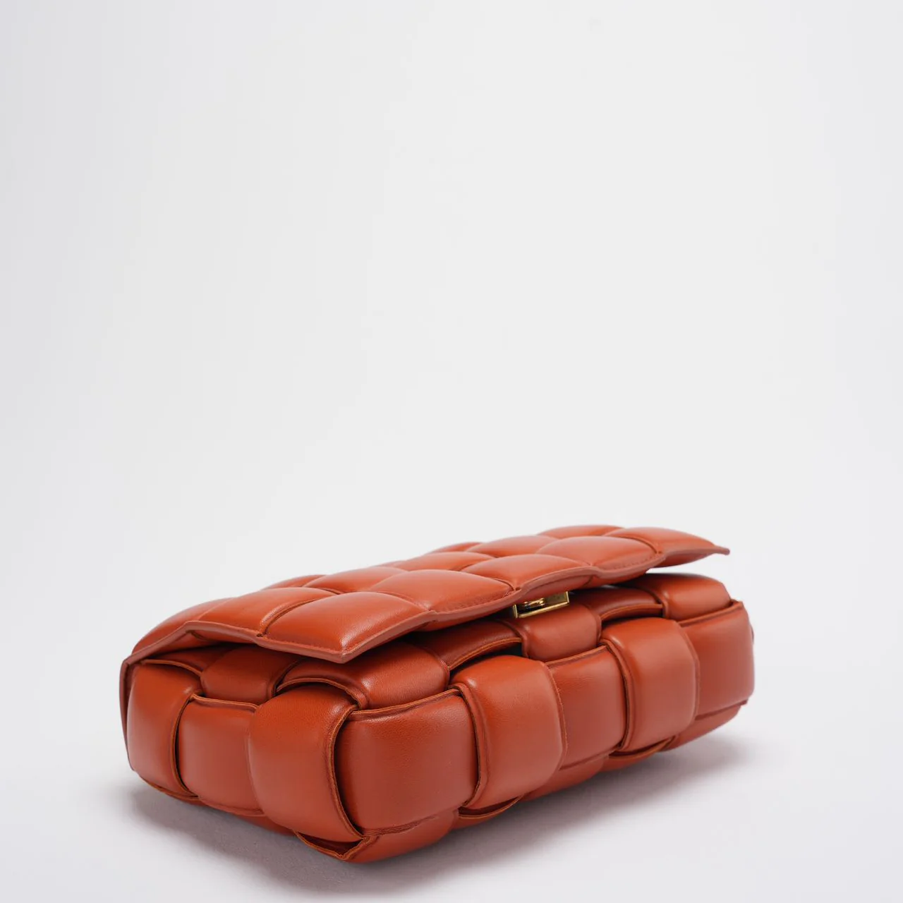 Bottega Veneta Camel CIntrecciato Padded Chain Cassette Bag