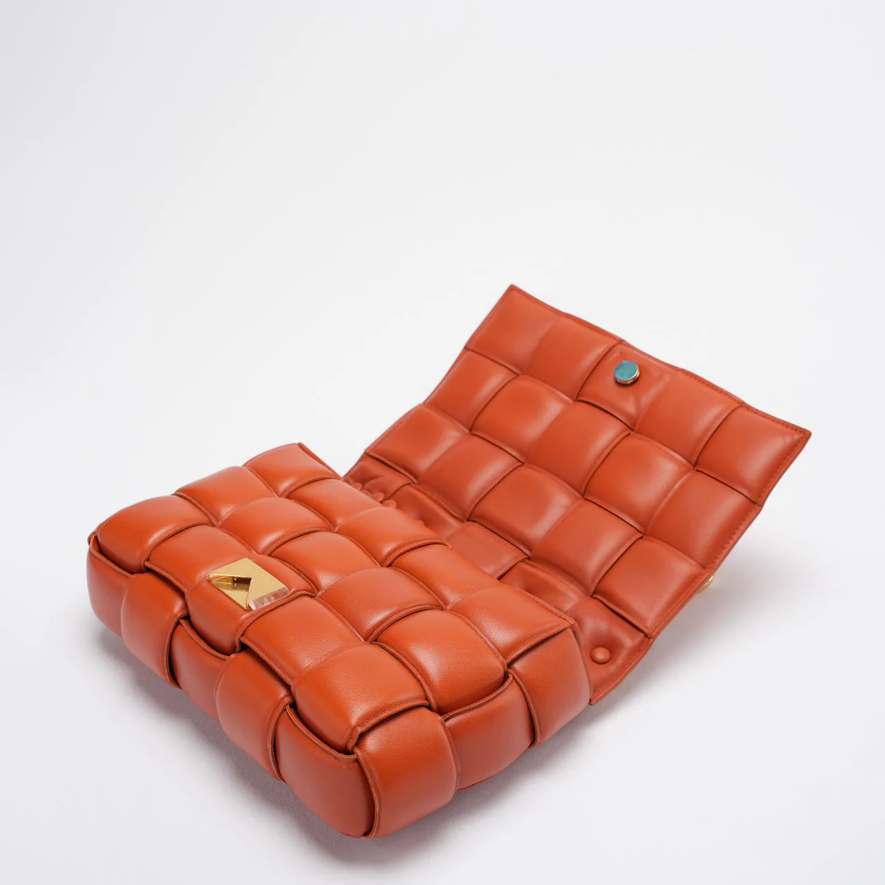 Bottega Veneta Camel CIntrecciato Padded Chain Cassette Bag