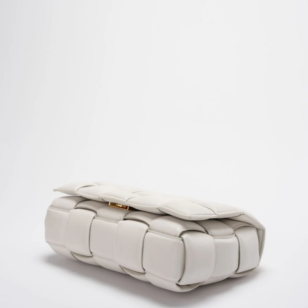 Bottega Veneta White Padded Chain Cassette Crossbody Bag Lambskin Leather