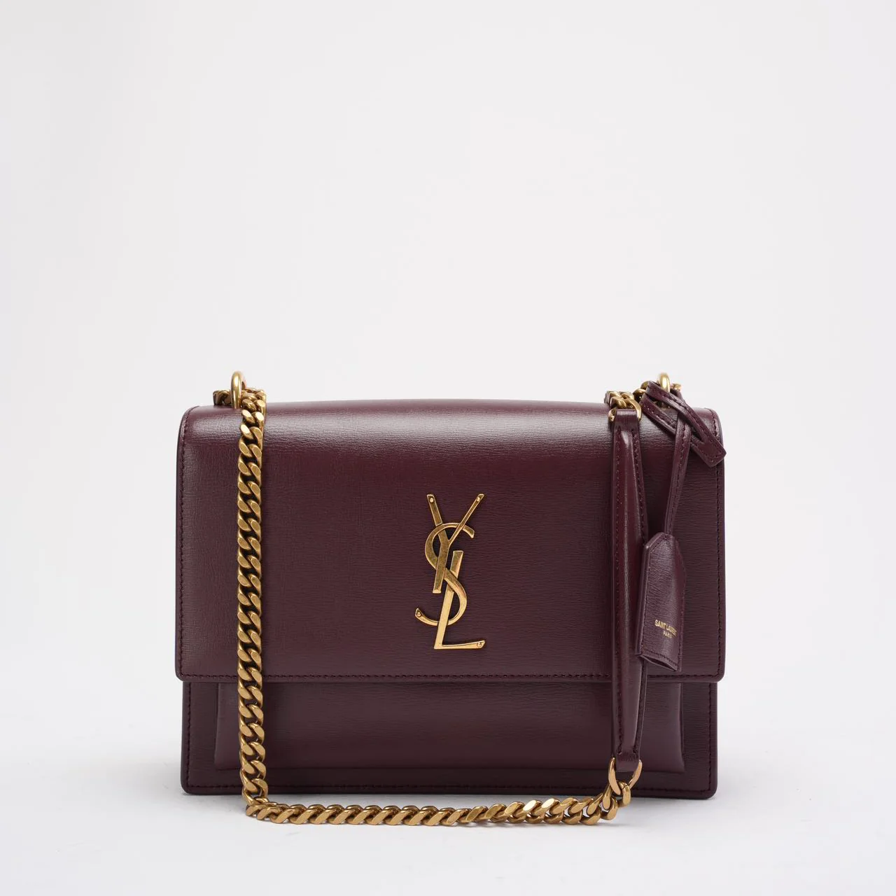 Saint Laurent Burgundy Calfskin Medium Monogram Sunset 2018