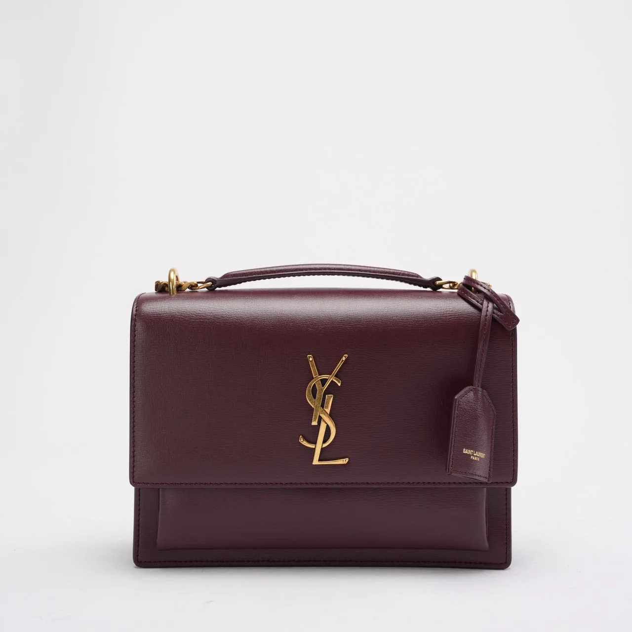 Saint Laurent Burgundy Calfskin Medium Monogram Sunset 2018