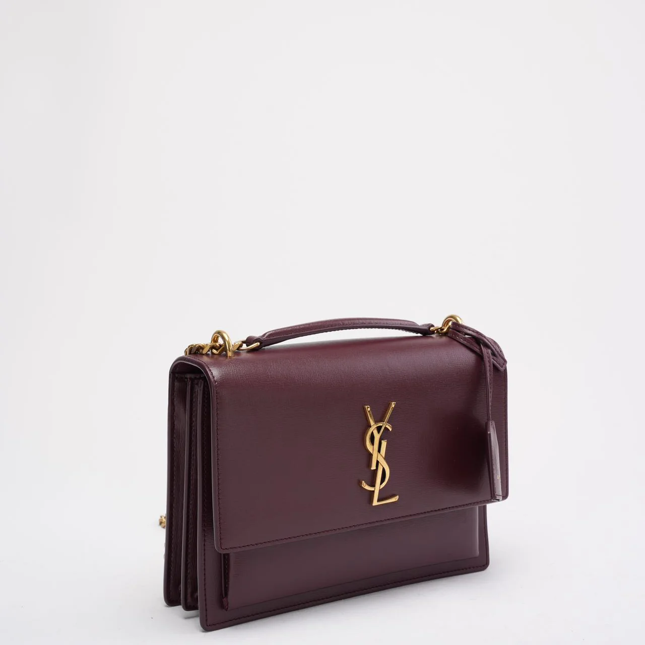 Saint Laurent Burgundy Calfskin Medium Monogram Sunset 2018