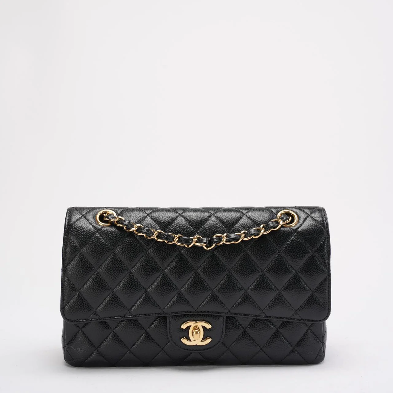 Chanel klassische Double Flap mittlere Größe Caviar Leder schwarz 2016