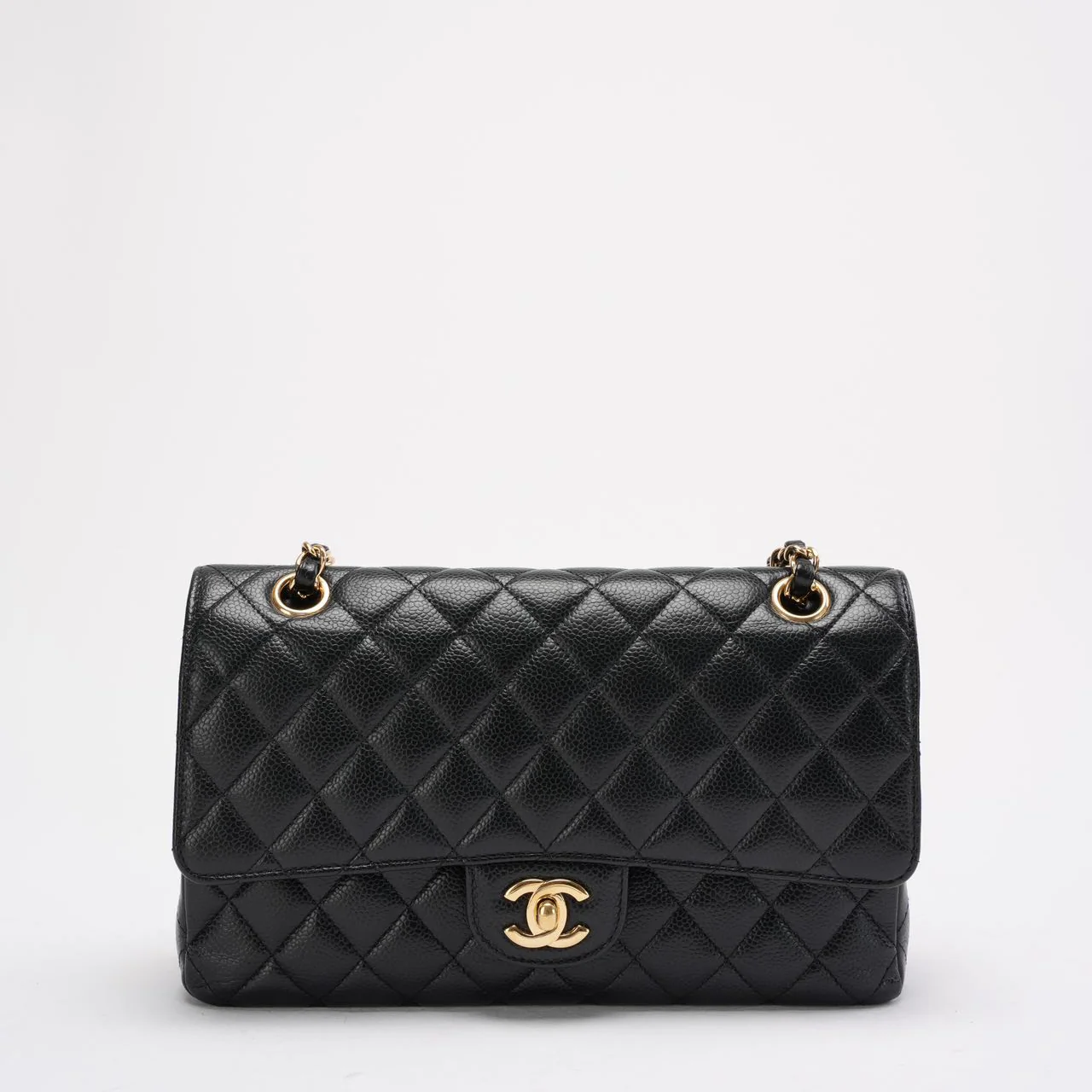 Chanel Black Medium Classic Double Flap Quilted Caviar 2016