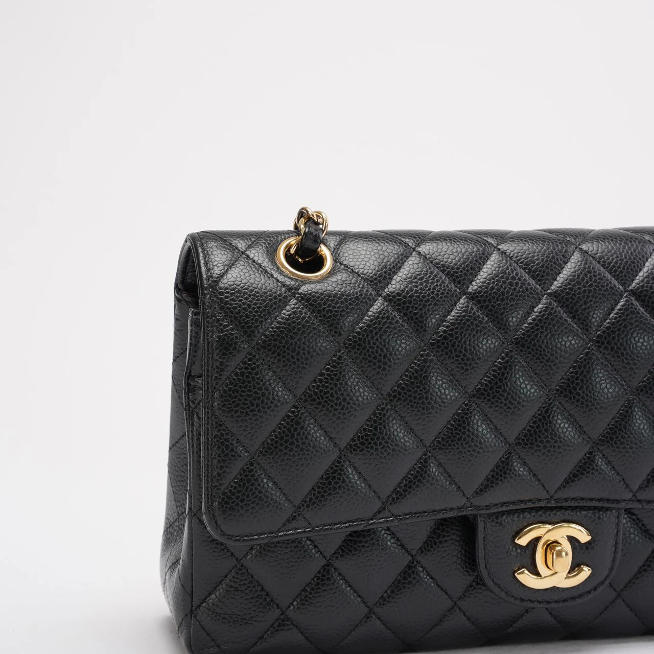 Chanel Black Medium Classic Double Flap Quilted Caviar 2016
