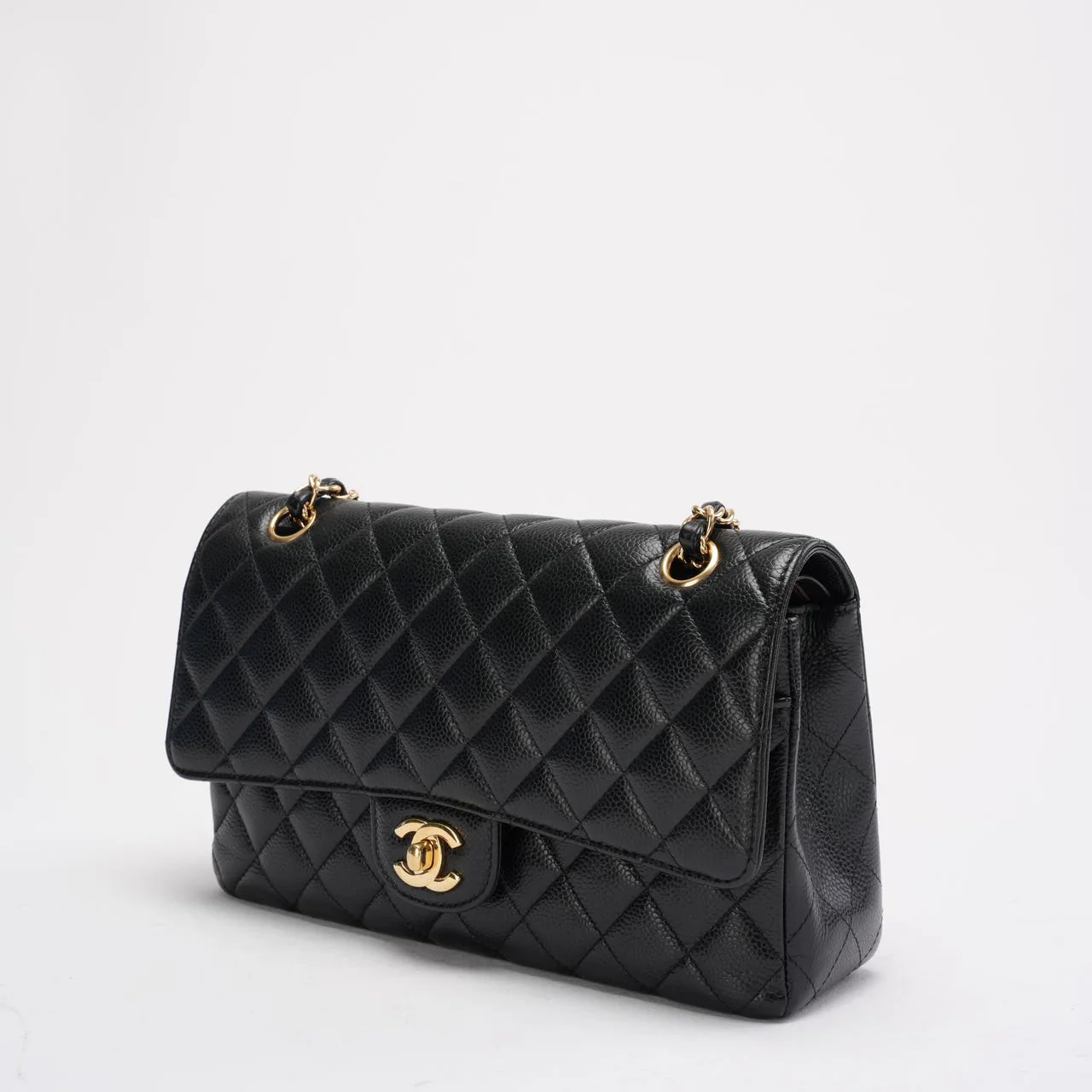 Chanel Black Medium Classic Double Flap Quilted Caviar 2016
