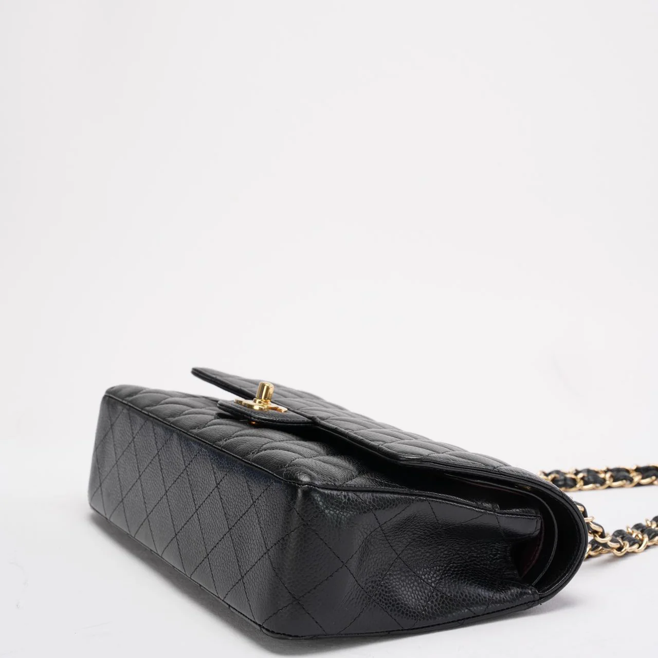 Chanel Black Medium Classic Double Flap Quilted Caviar 2016
