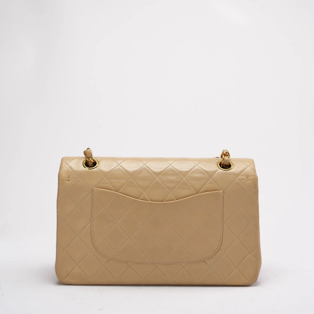 Chanel Vintage Beige Lambskin Medium Double Flap 1997
