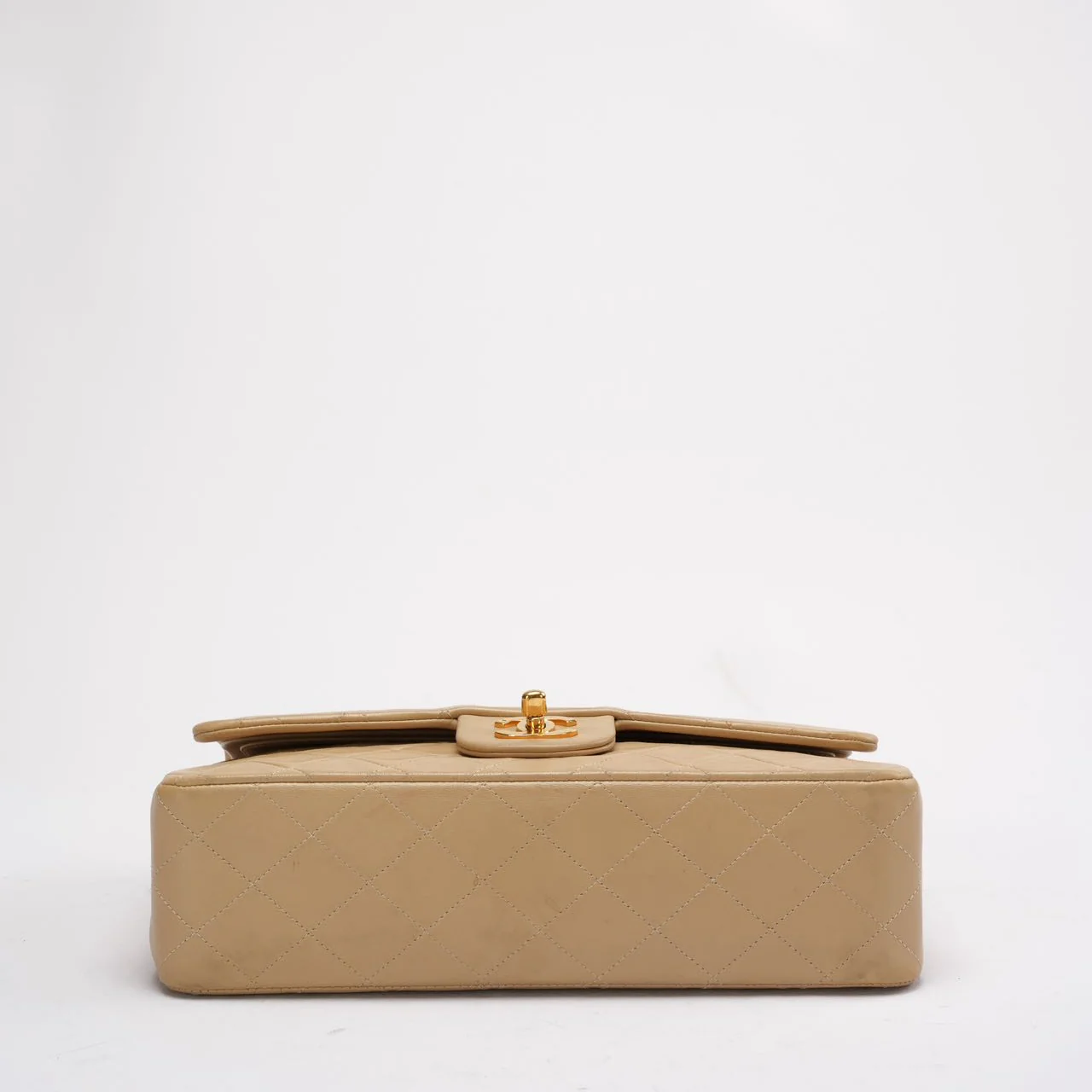 Chanel Vintage Beige Lambskin Medium Double Flap 1997