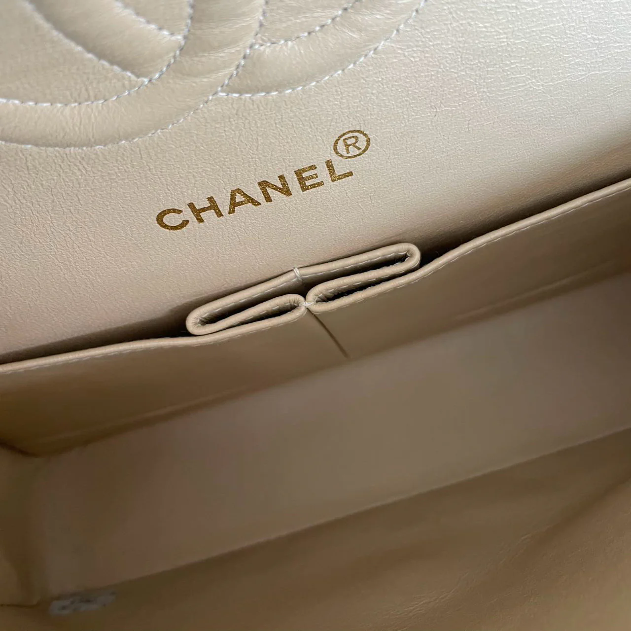 Chanel Vintage Beige Lambskin Medium Double Flap 1997