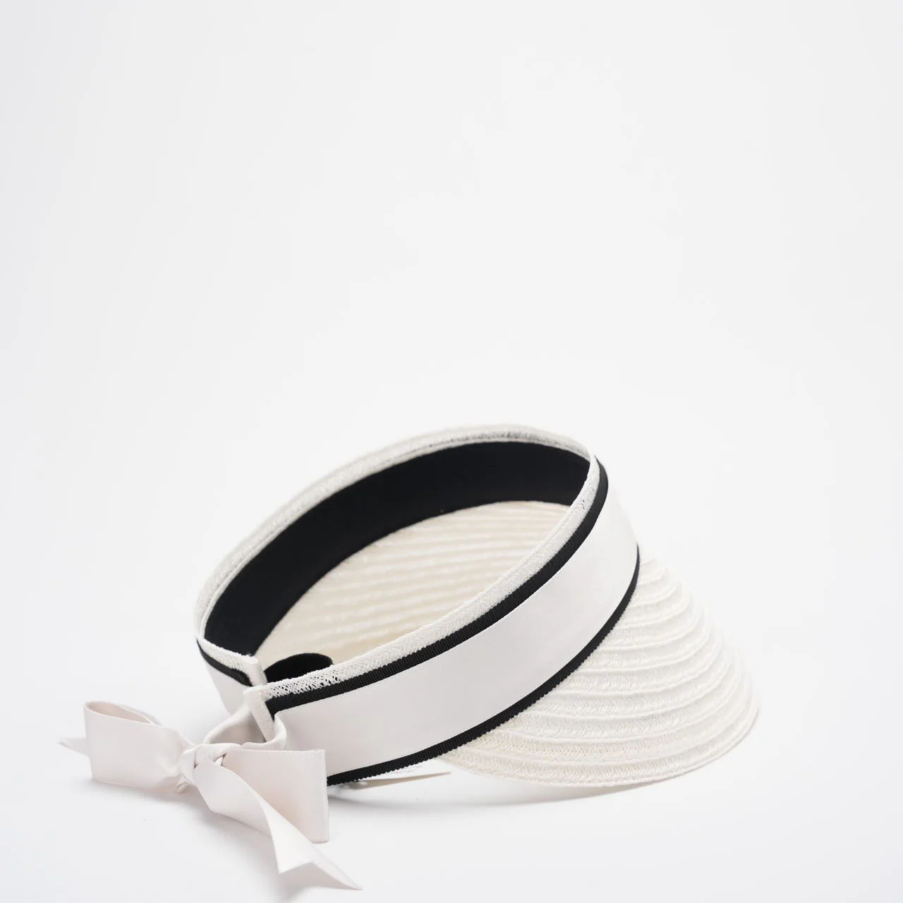 Chanel Abaca Cotton Ribbon Visor in Ecru White Back